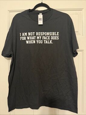 Gray Graphic Tee with Bold White Text women